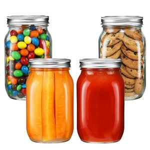 YEBODA 4 Pack Wide Mouth Mason Jars 32oz Glass